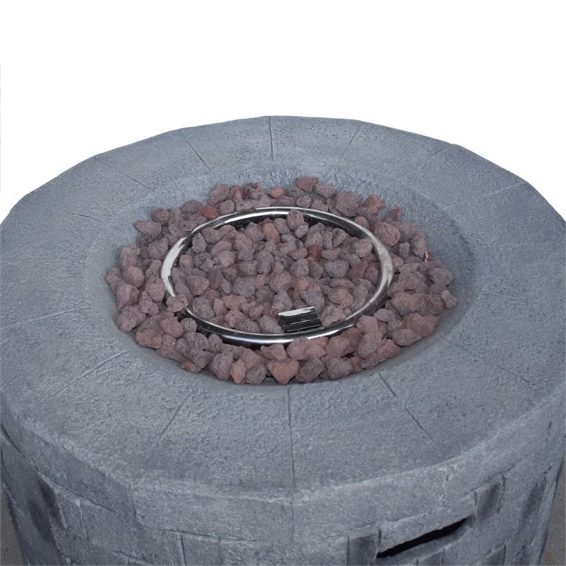 Noble House Dino Lightweight Concrete Circular Fire Pit in Gray