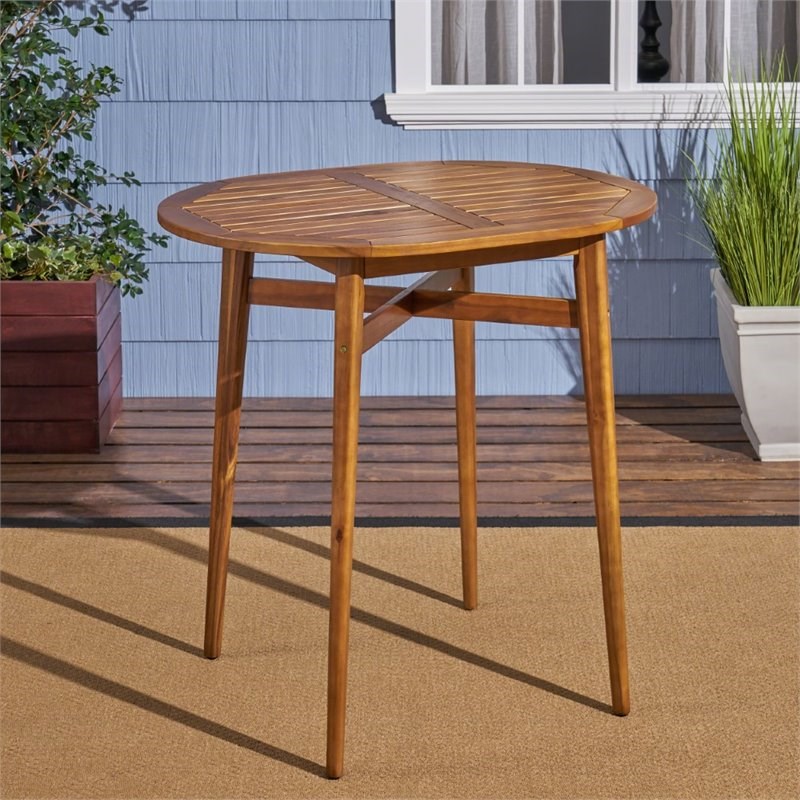 Noble House Stamford Outdoor Acacia Wood Bar Table in Teak