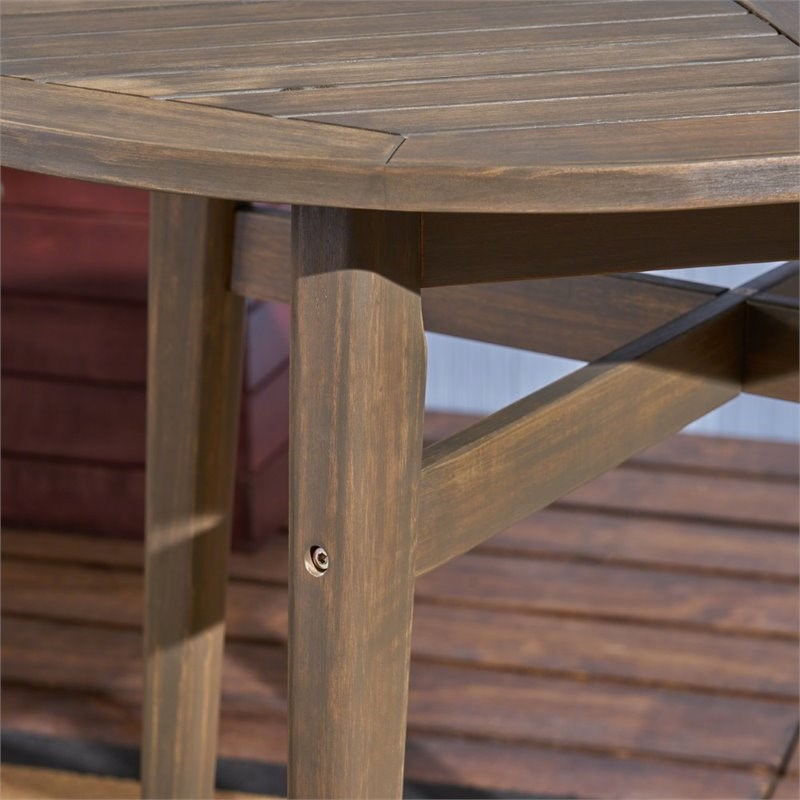 Noble House Stamford Outdoor Acacia Wood Bar Table in Gray