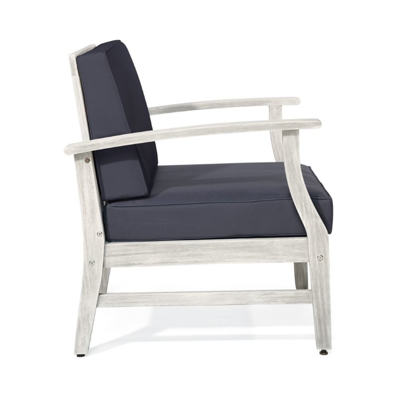 Noble House Perla Outdoor Acacia Wood Club Chair in Gray (Set of 2