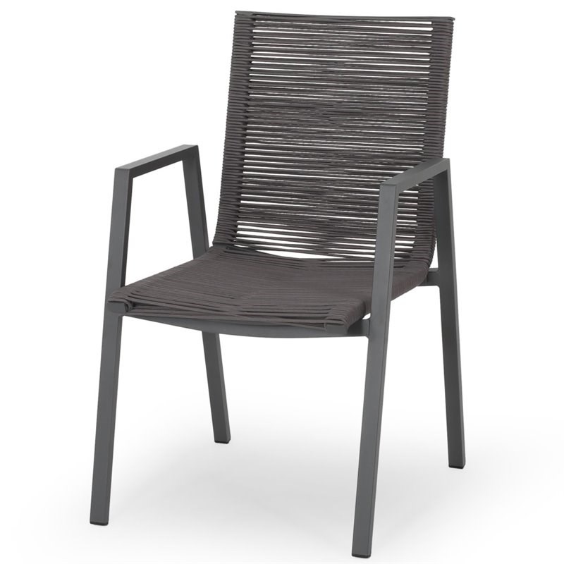 Noble House Deloris Outdoor Aluminum Dining Chair in Gray (Set of 2)