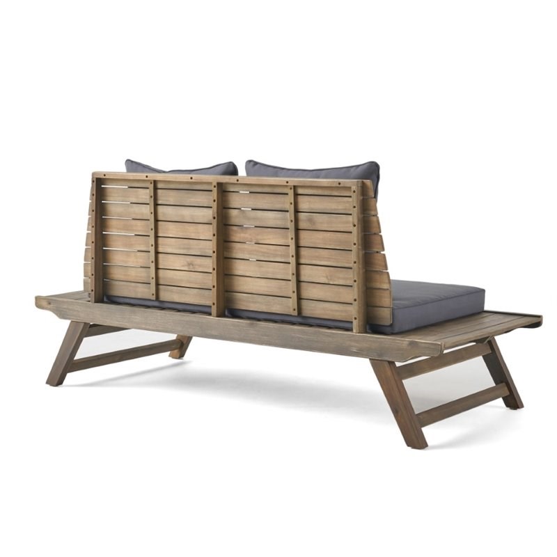 Noble House Sedona Outdoor Wood Loveseat in Dark Gray and Gray Homesquare