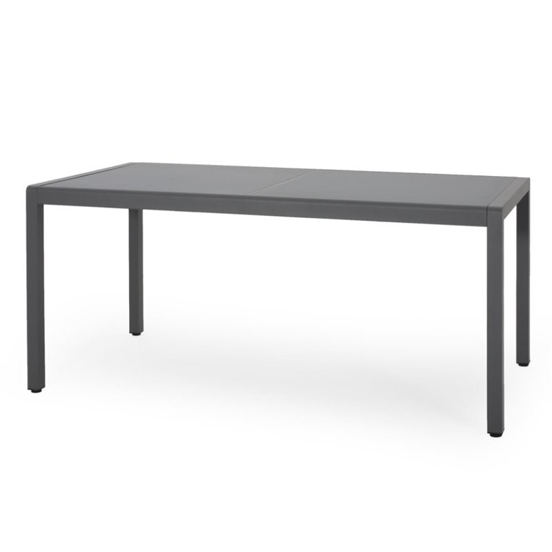 Haringen Zweet Indica Noble House Cape Coral Outdoor Tempered Glass Top Aluminum Dining Table in  Gray | Homesquare