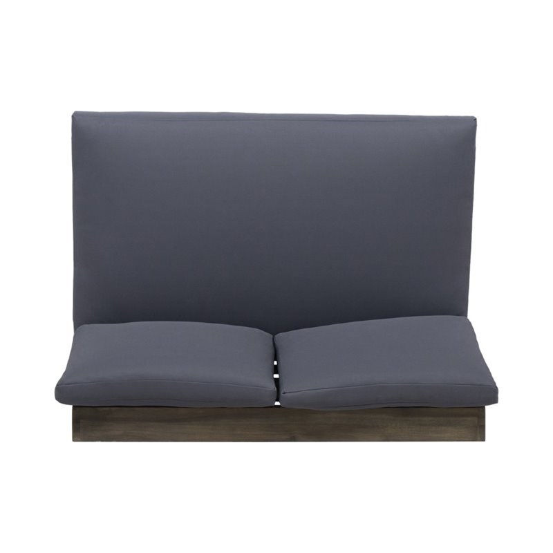 Noble House Sherwood Outdoor Acacia Wood Loveseat in Gray and Dark Gray