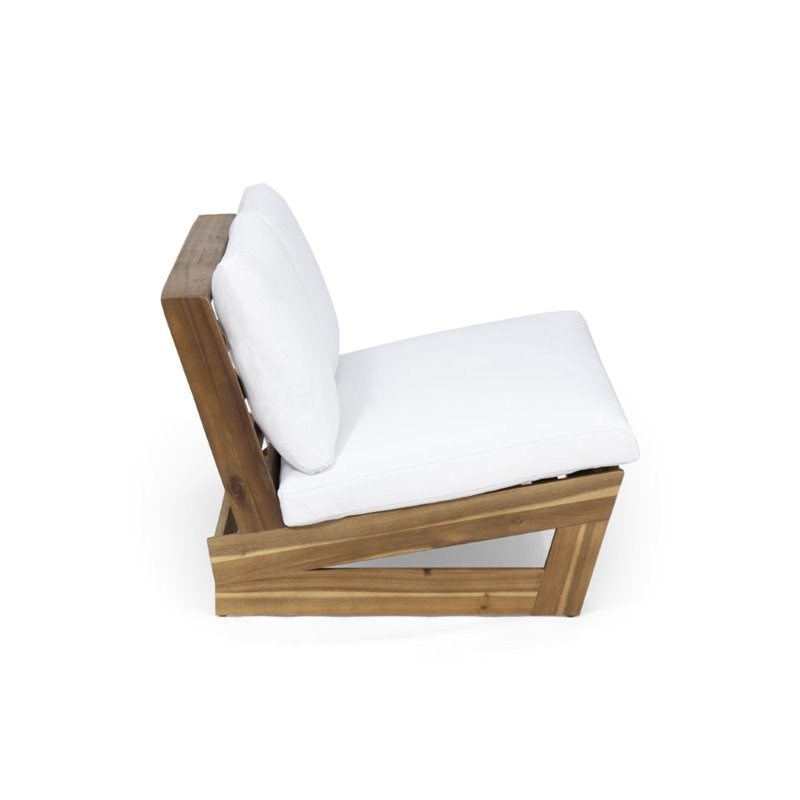 Noble House Sherwood Outdoor Acacia Wood Loveseat in Teak and White