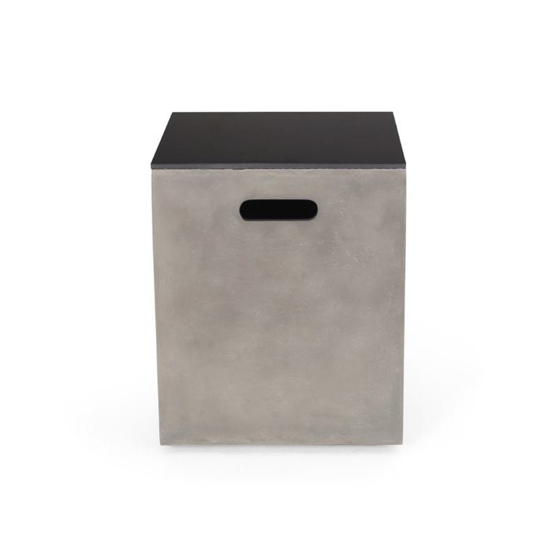 Noble House Aido Tank Holder Side Table in Light Gray and Black