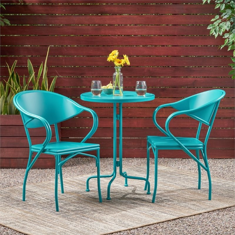 teal bistro patio set