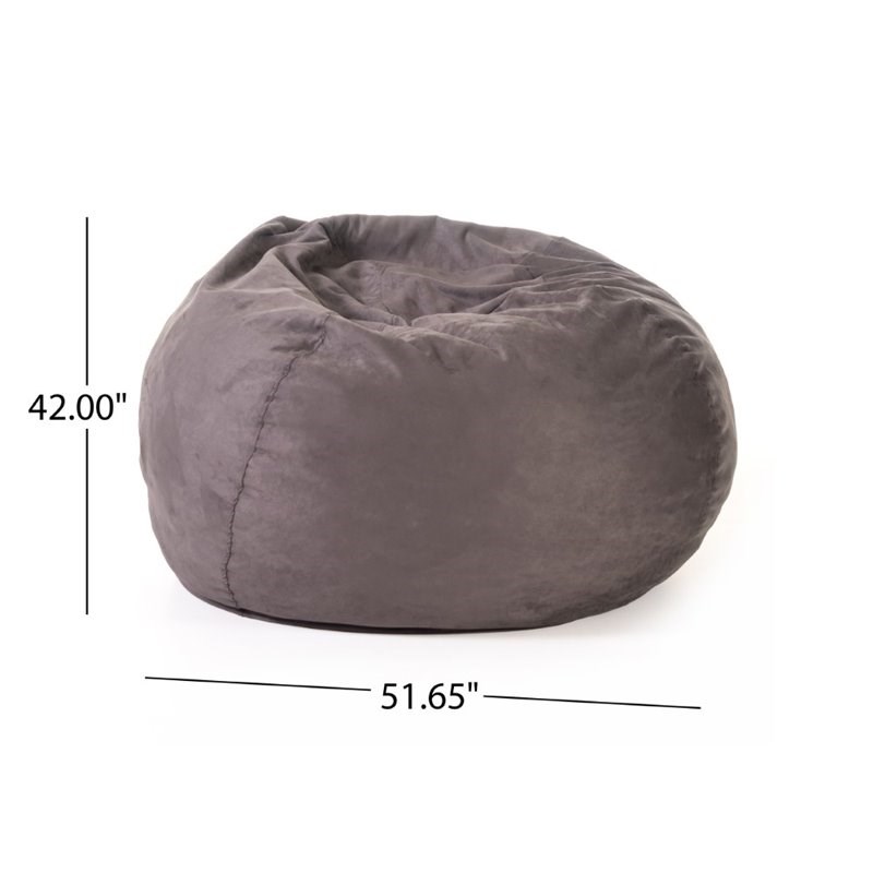 Noble House Bates Traditional 5' Suede Bean Bag Cover in Charcoal Homesquare