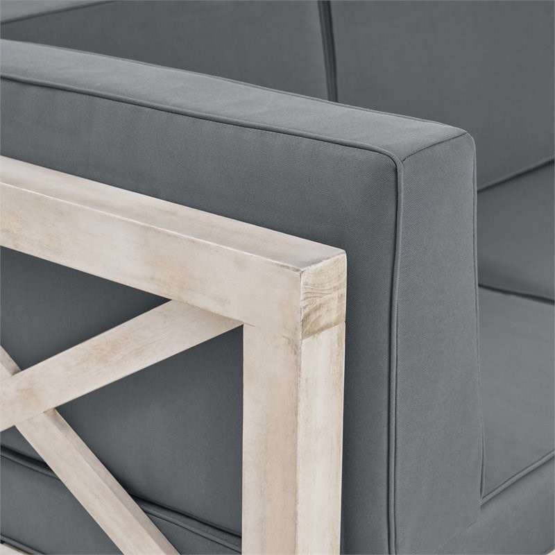 Noble House Brava 9 Seater Acacia Wood Sectional Sofa Set Weathered/Dark Gray