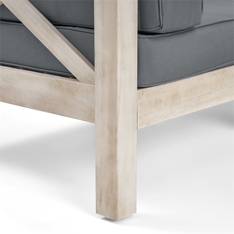 Noble House Brava 9 Seater Acacia Wood Sectional Sofa Set Weathered/Dark Gray