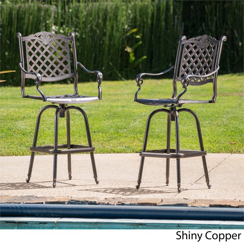 noble house cast aluminum copper outdoor bar stool