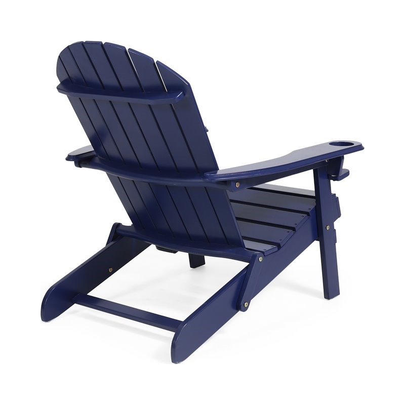 Noble House Bellwood Outdoor Acacia Wood Folding Adirondack Chair Navy