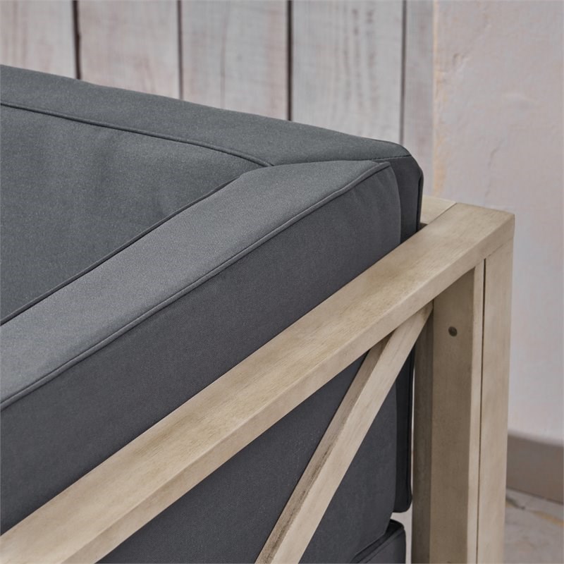 Noble House Brava Wood 8 Seater U-Shaped Sectional Sofa Set Weathered/Dark Gray