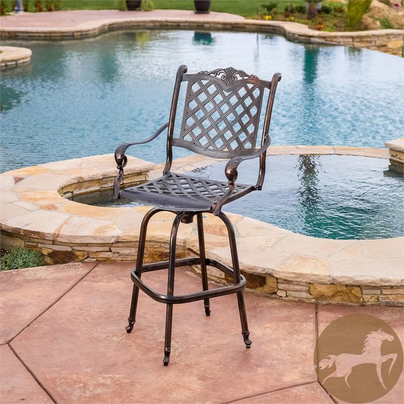 noble house cast aluminum copper outdoor bar stool