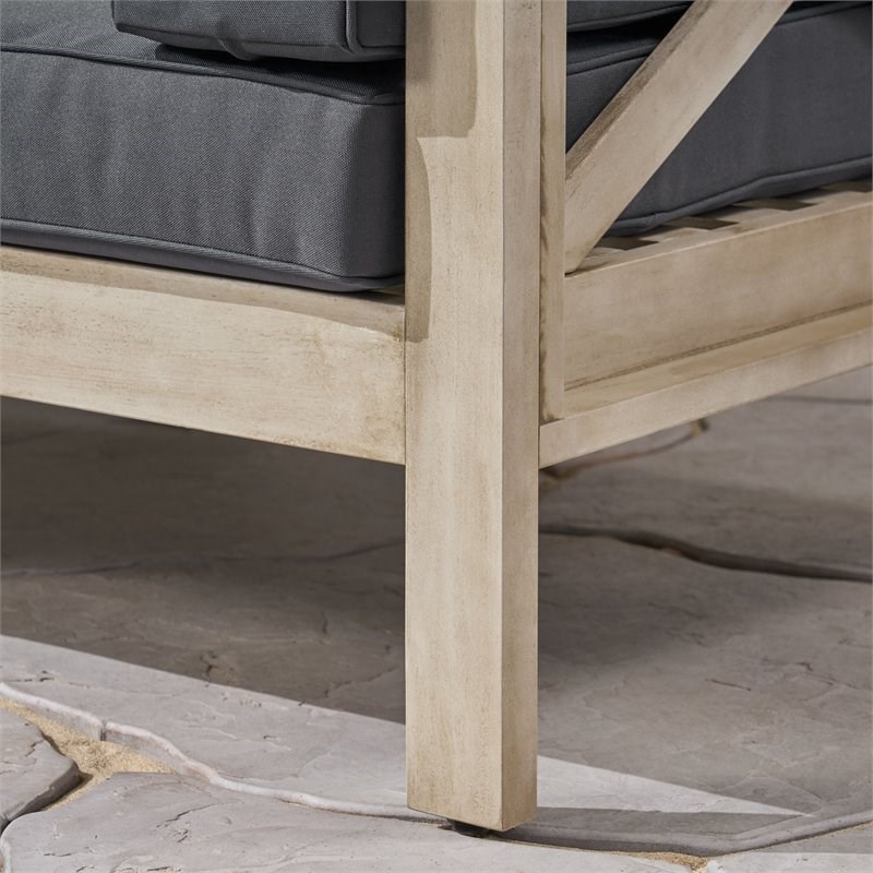Noble House Brava 7-Seater Acacia Wood Sectional Sofa Set Weathered/Dark Gray