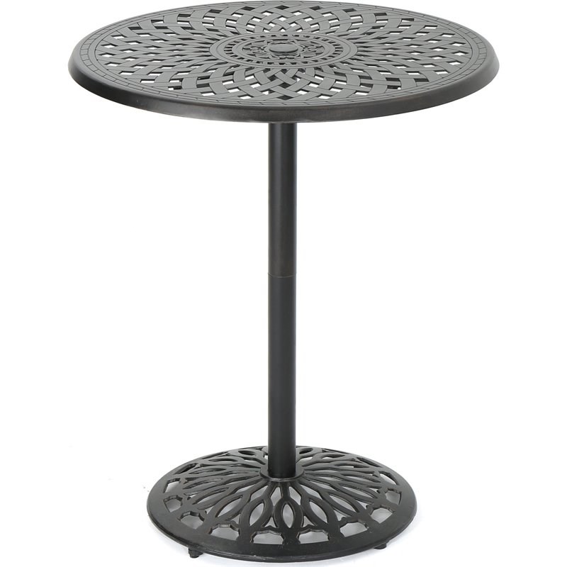 Noble House Arlana Outdoor Cast Aluminum Bar Table with a Shiny Copper