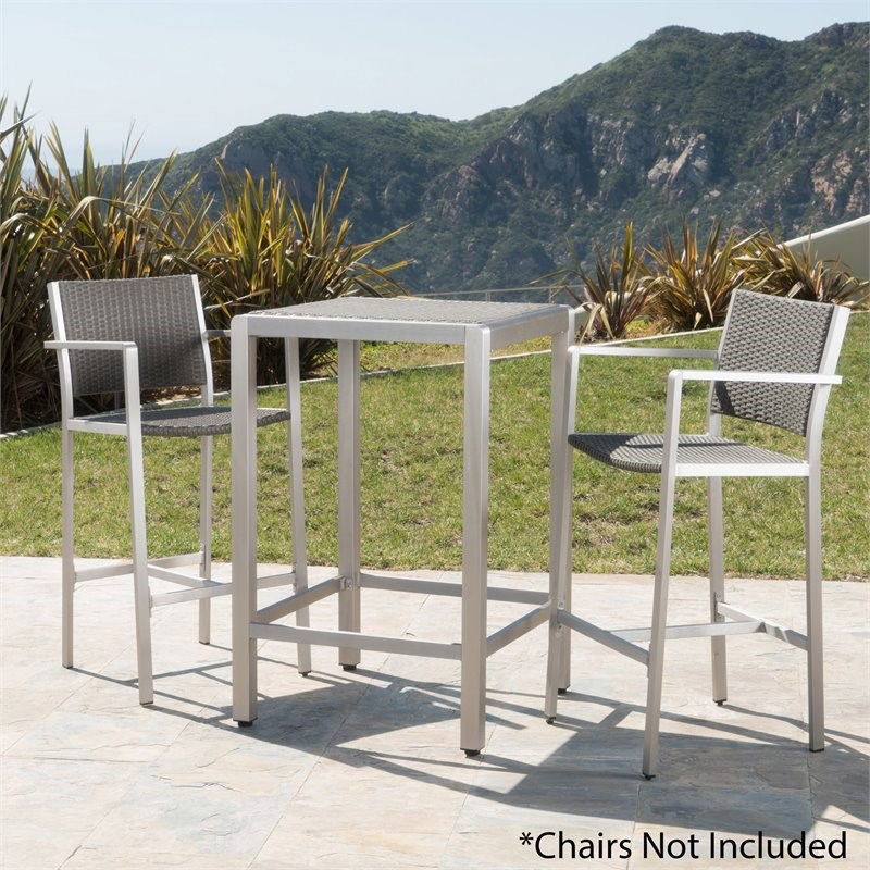 Noble House Cape Coral Outdoor Grey Wicker Bar Table