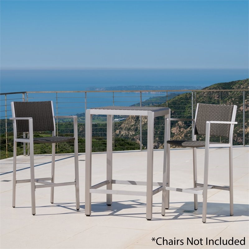 Noble House Cape Coral Outdoor Grey Wicker Bar Table