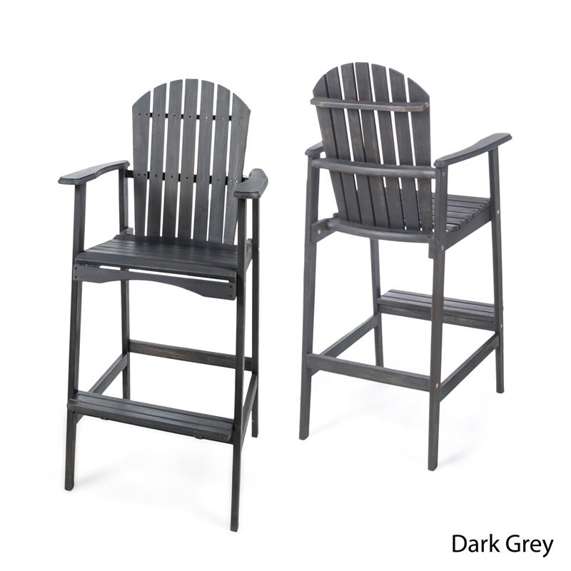 Malibu Dark Greyed Wood Adirondack Barstools (Set of 2)