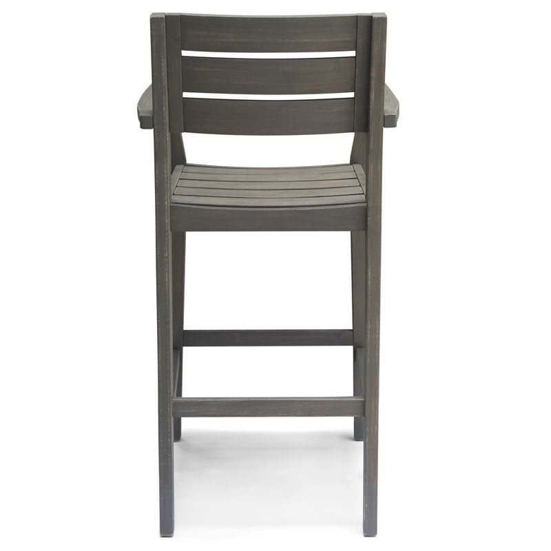 Noble House Stamford Outdoor Rustic Acacia Wood Barstool (Set of 4) Gray
