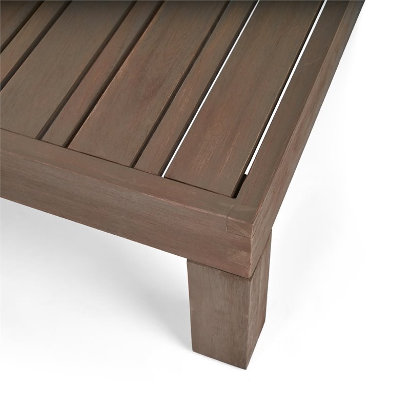Noble House Oana Outdoor 11 Seater Acacia Wood Sectional Sofa Set Gray/White