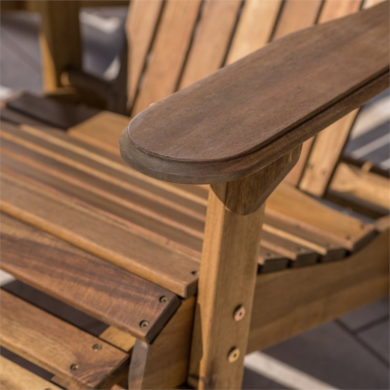 Noble House Hayle Reclining Wood Adirondack Chair w/Footrest (Set of 2) Natural