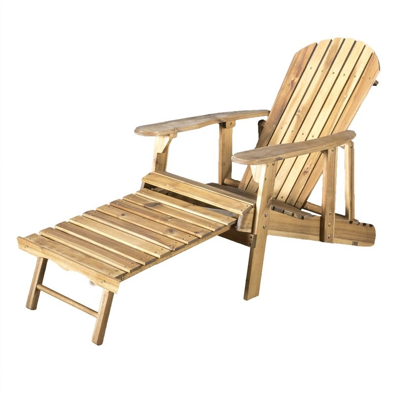 Noble House Hayle Reclining Wood Adirondack Chair w/Footrest (Set of 2) Natural