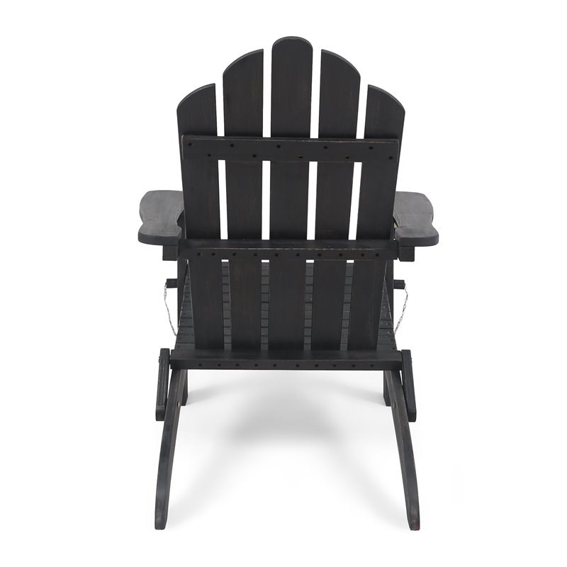 Noble House Hollywood Outdoor Foldable Acacia Wood Adirondack Chair Dark Gray