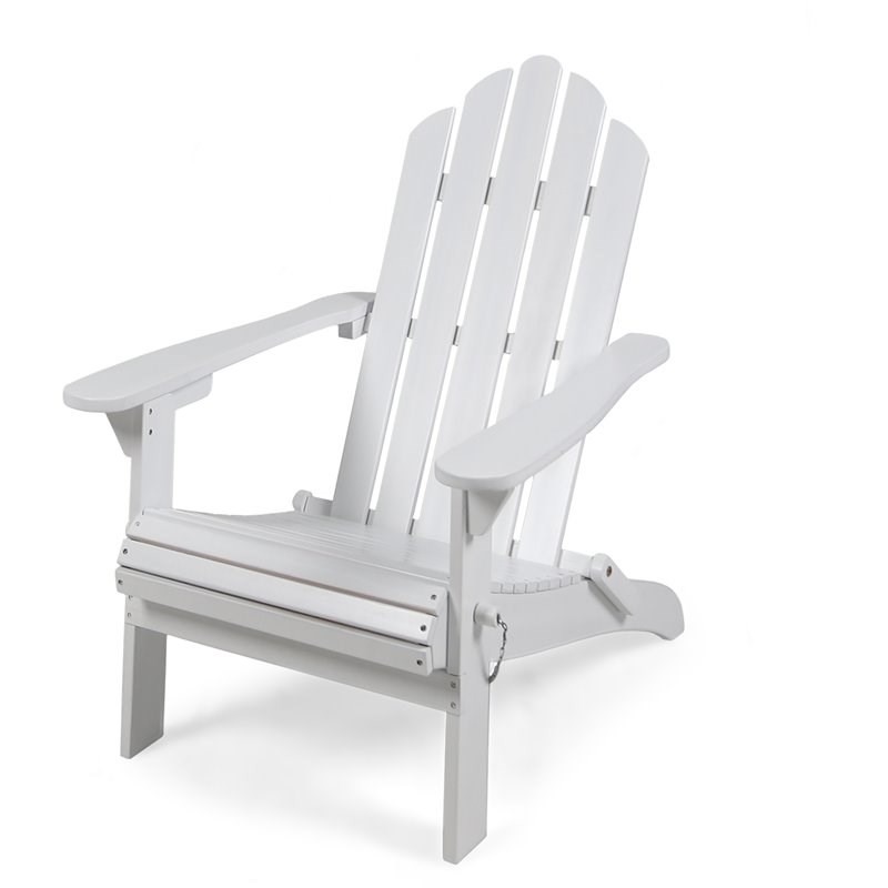 Noble House Hollywood Outdoor Foldable Acacia Wood Adirondack Chair White