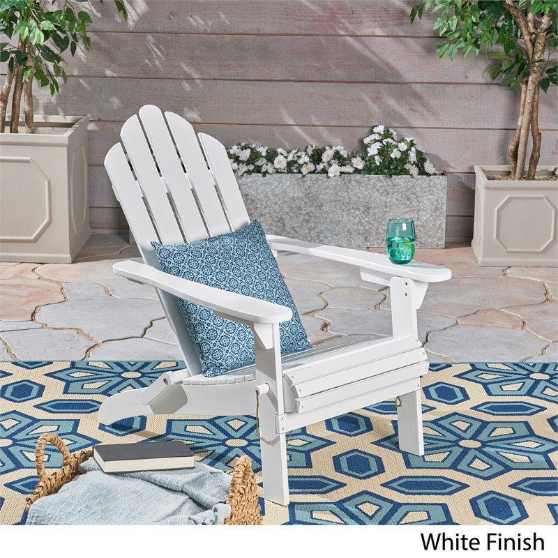 Noble House Hollywood Outdoor Foldable Acacia Wood Adirondack Chair White