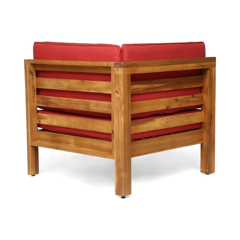 Oana 5-Seater V-Shaped Sectional Sofa Set with Cushion Teak/Red