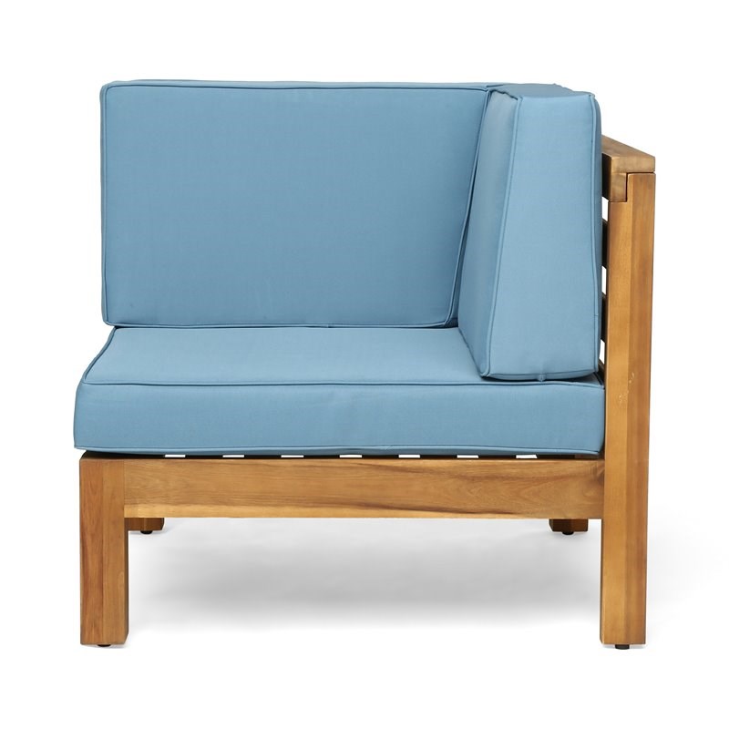 Oana 5-Seater V-Shaped Sectional Sofa Set with Cushion Teak/Blue