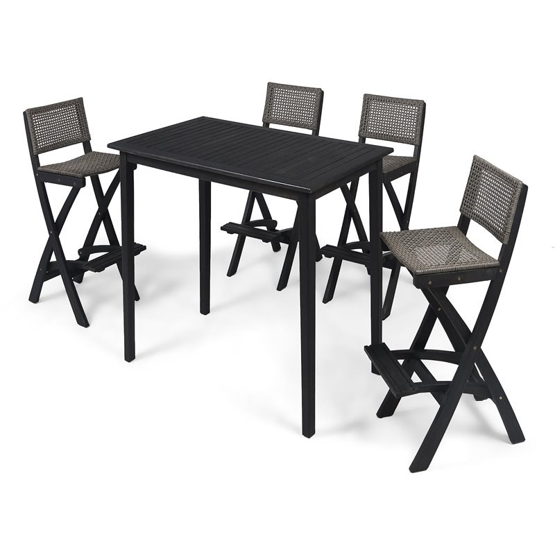 Wicker Bar Height Set Dark Gray Brown, Tkc Fairmont 7 Piece Counter Height Outdoor Dining Table And Chairs