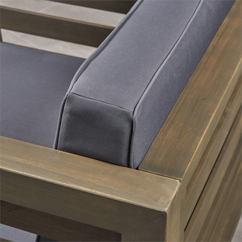 Noble House Oana 6 Seater Acacia Wood Sectional Sofa Set Gray and Dark Gray