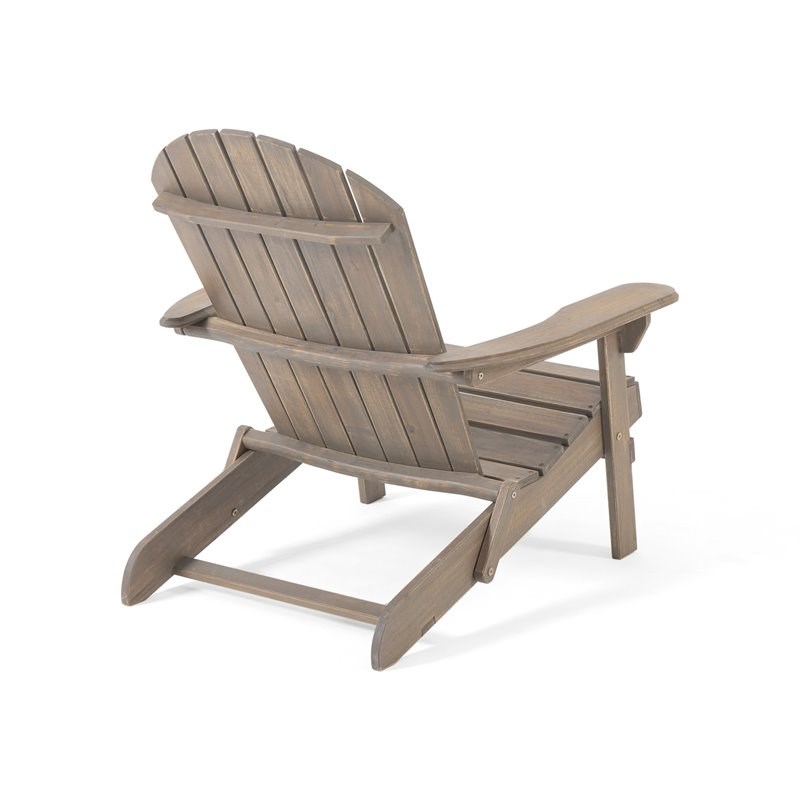 Noble House Hanlee Outdoor Wood Folding Adirondack Chair (Set of 2) Gray