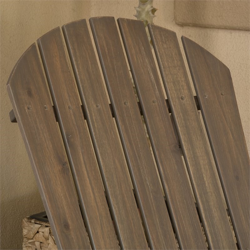 Noble House Hayle Reclining Wood Adirondack Chair w/Footrest (Set of 2) Grey