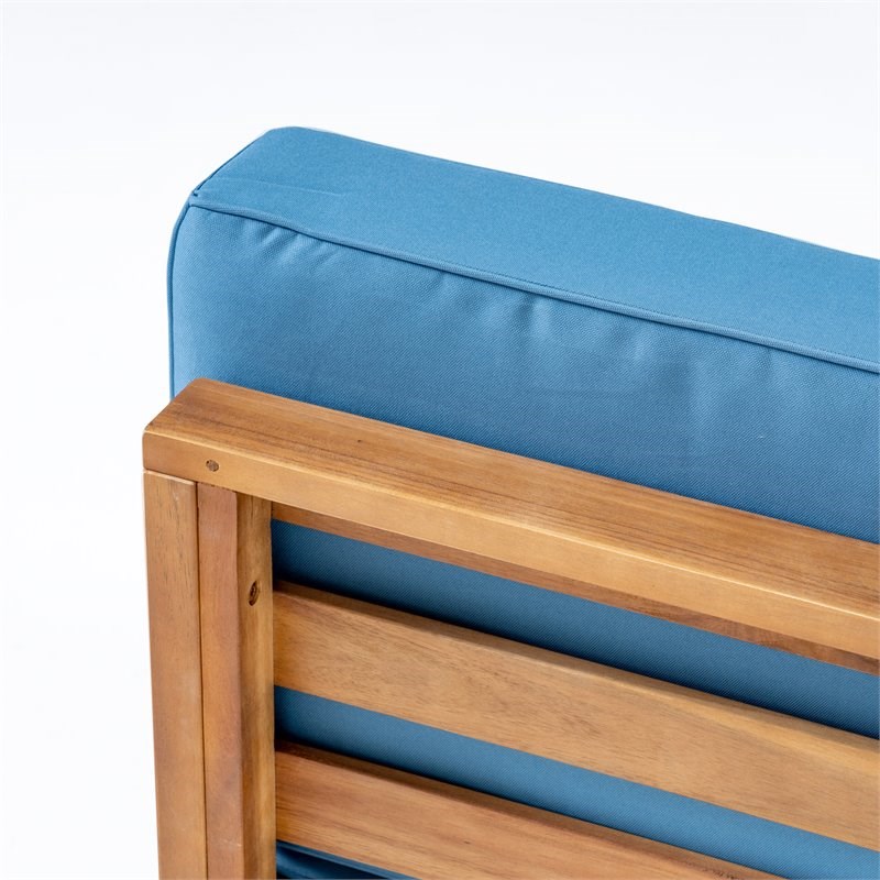Noble House Oana 9pc U-Shaped Sectional Sofa Set Cushion Teak/Blue