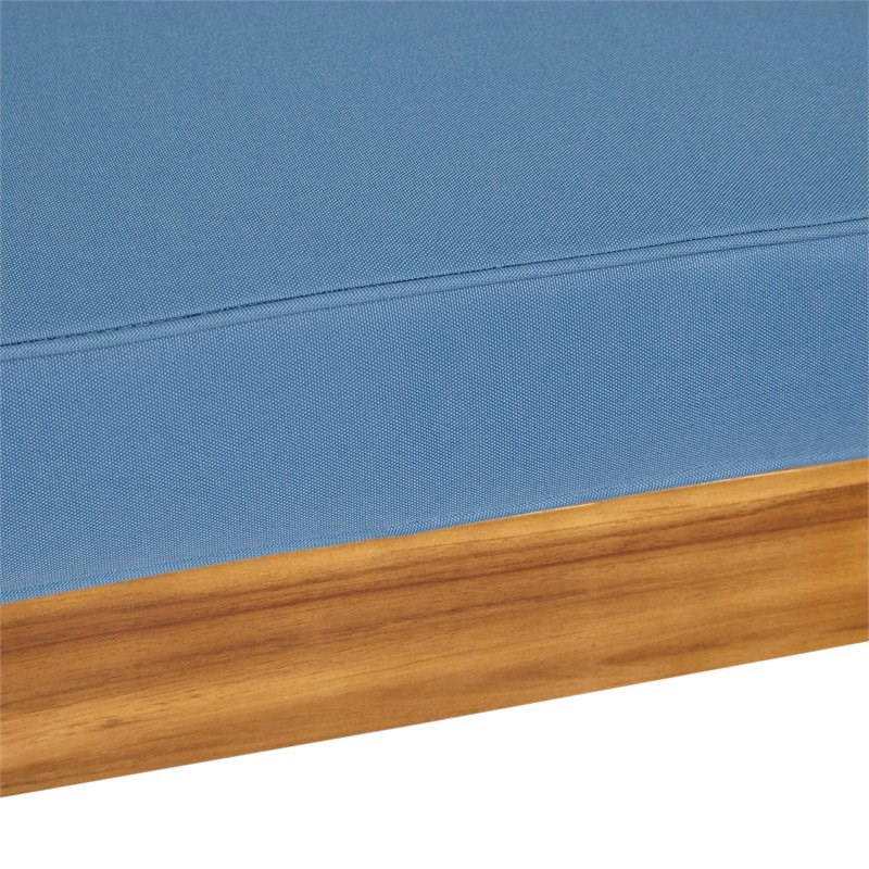 Noble House Oana 9 Seater Acacia Wood Sectional Sofa Set Teak/Blue
