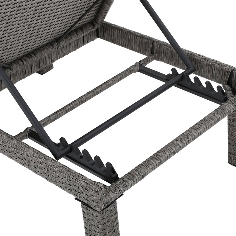 Noble House Puerta Mixed Black Wicker Lounge with Dark Grey Cushion (Set of 2)