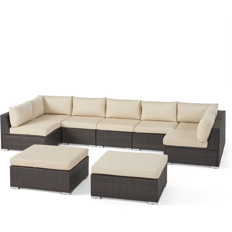 Santa Rosa 7 Seater Sectional Sofa Set with Cushions Multibrown/Beige