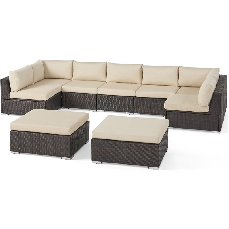 Santa Rosa 7 Seater Sectional Sofa Set with Cushions Multibrown/Beige