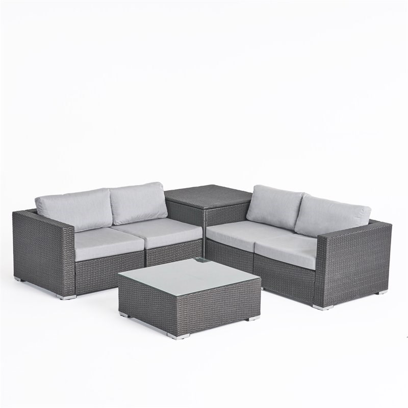 Santa Rosa 4 Seater Wicker Sofa Set Cushions Gray/Sunbrella Canvas Granite