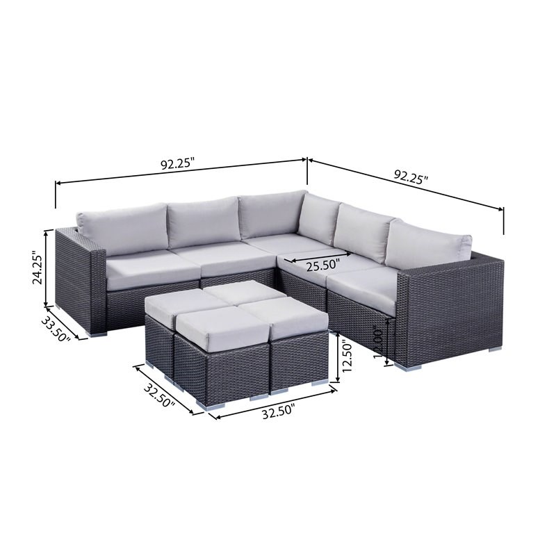 Santa Rosa 5 Seater Wicker Sectional Sofa Set with Aluminum Frame/Cushions