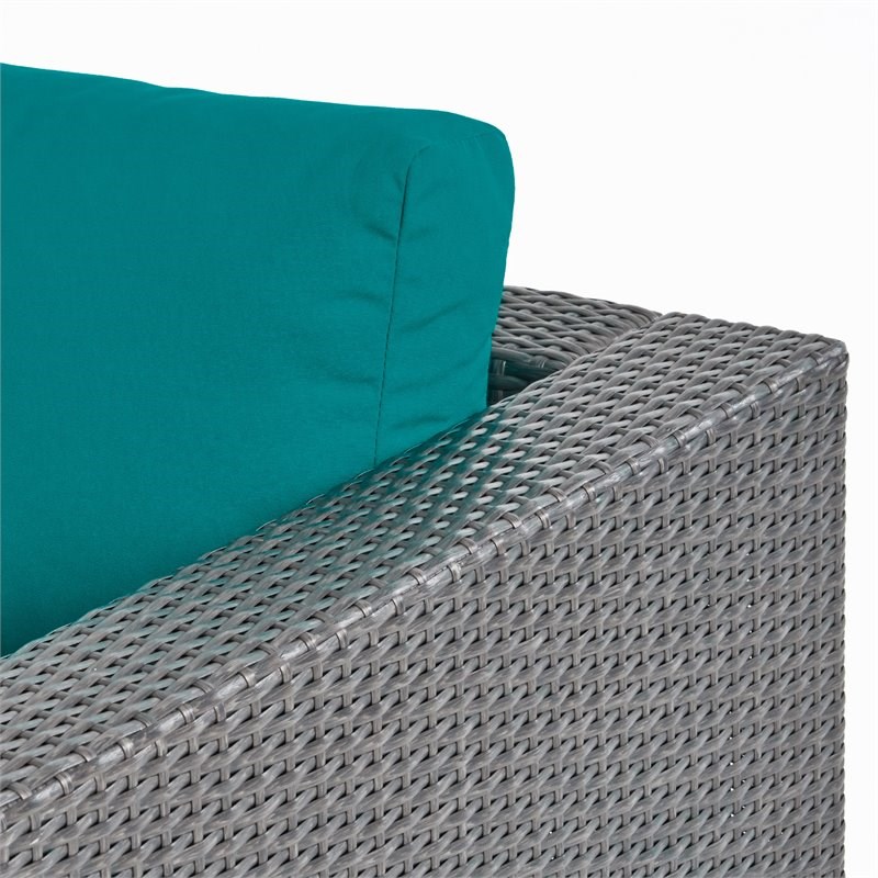 Santa Rosa 5 Seater Sectional Sofa Set & Storage Ottoman/Sunbrella Canvas Teal