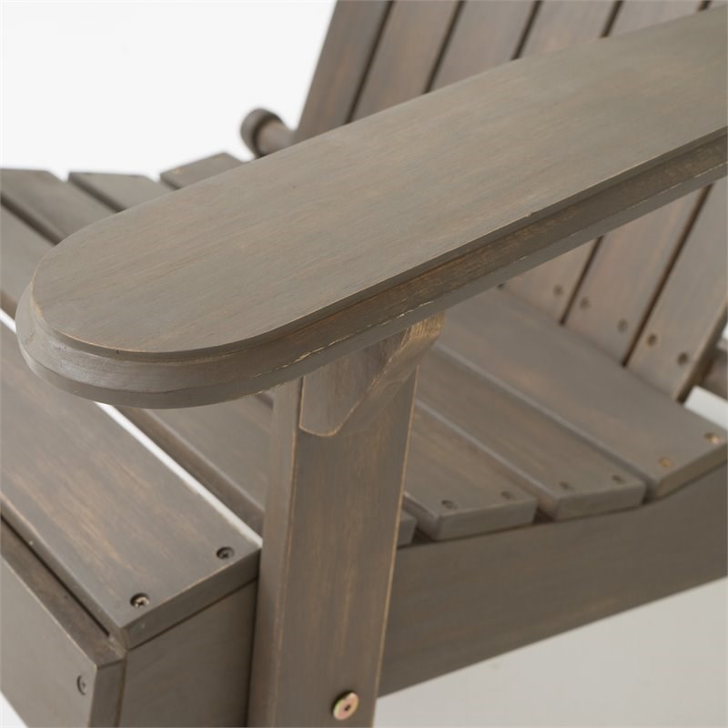 Noble House Hanlee Outdoor Wood Folding Adirondack Chair Gray