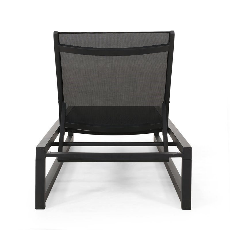 Noble House Modesta Outdoor Aluminum Lounge Set with C-Shaped End Table Black
