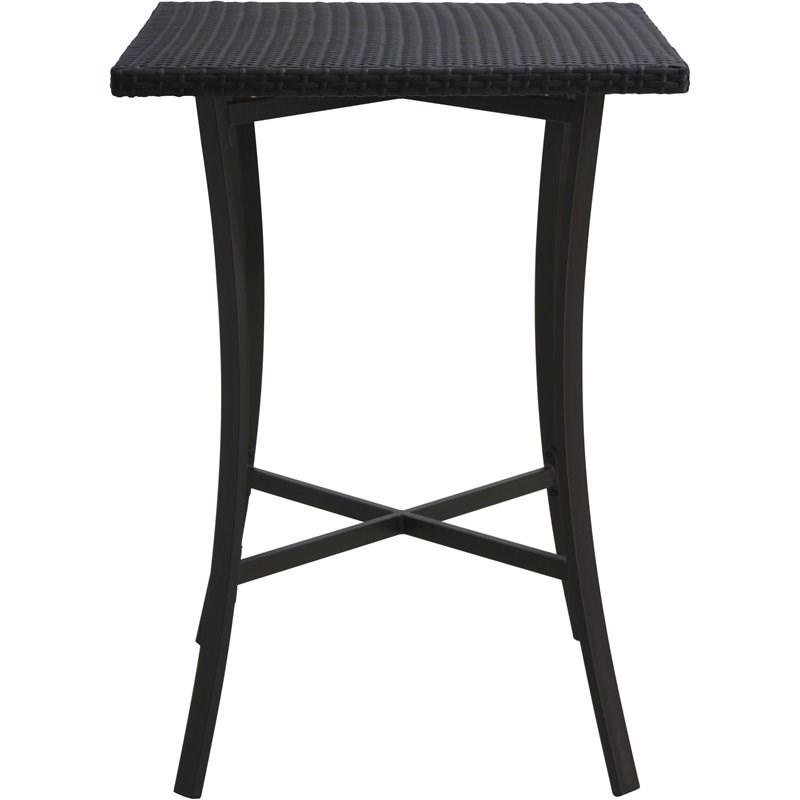 Noble House Riga Aluminum Bar Table with Brown Wicker Top
