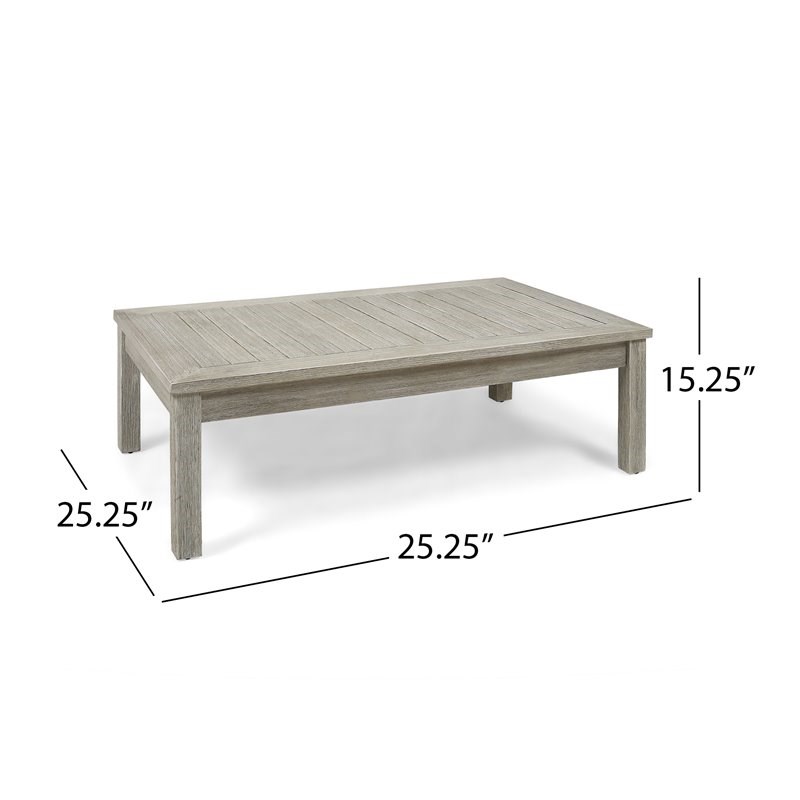 Santa Ana 3 Seater Acacia Wood Sofa Sectional with Cushion Light Gray/Teal