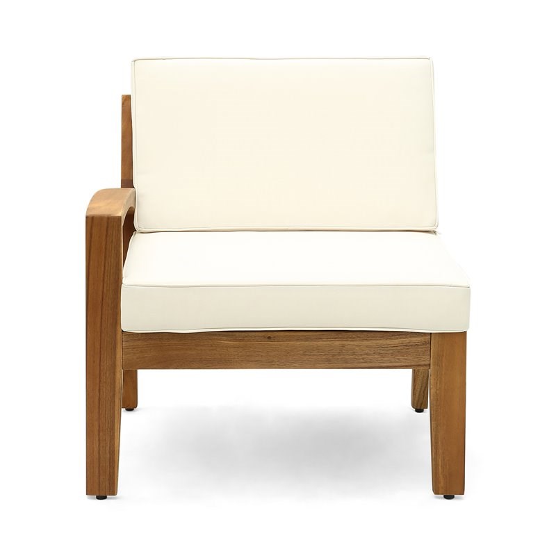 Noble House Grenada Outdoor 3 Seat Acacia Wood Sectional Sofa Set Teak/Beige