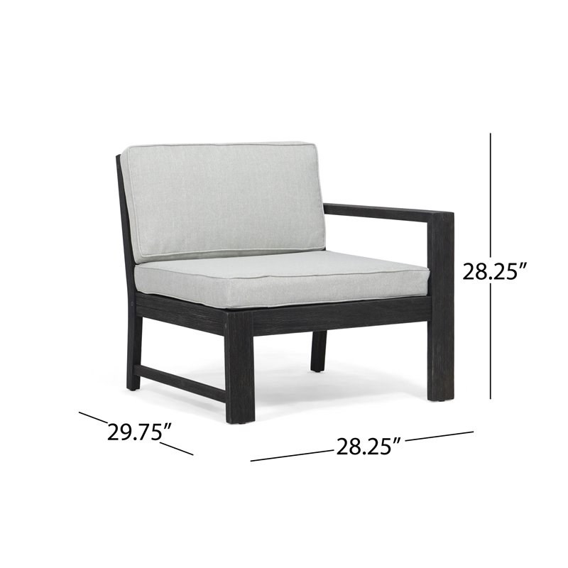 Santa Ana 3 Seater Acacia Wood Sofa Sectional with Cushion Dark Gray/Light Gray